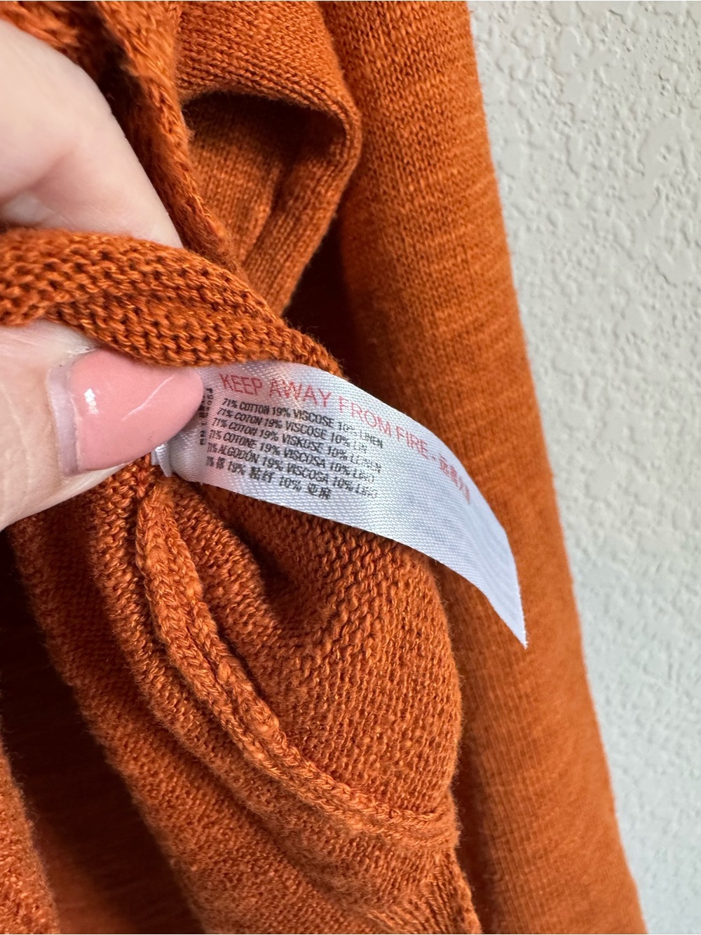 Free People Beach Rust Orange V Neck Cotton Linen Blend Side Slit Sweater Sz XS - Picture 5 of 9
